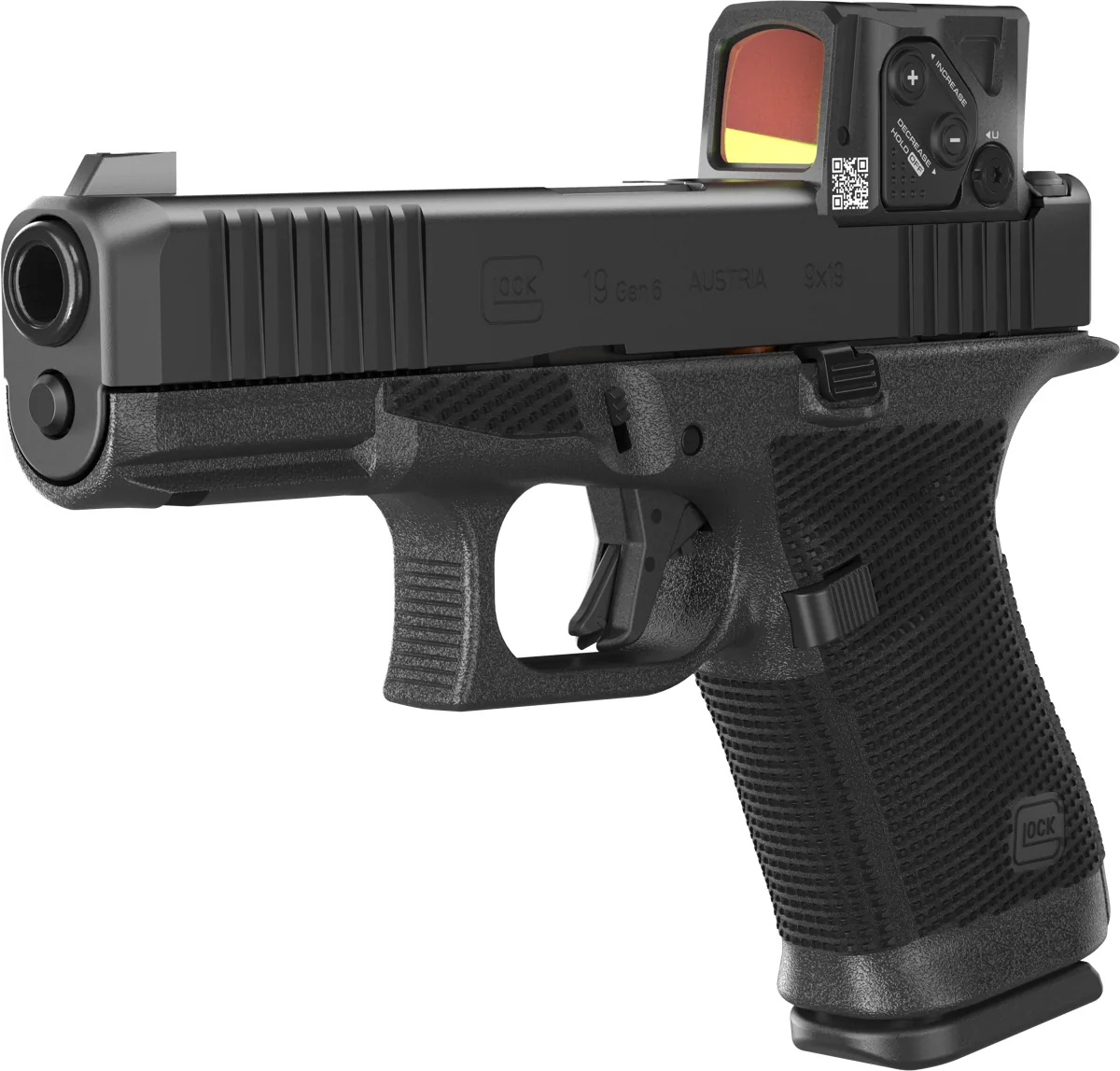 GLOCK 19 Gen6 COA, vedere la 45 de grade