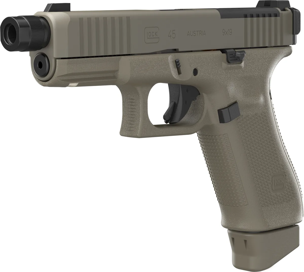 GLOCK 45 MOS Hunter Edition, vedere la 45 de grade